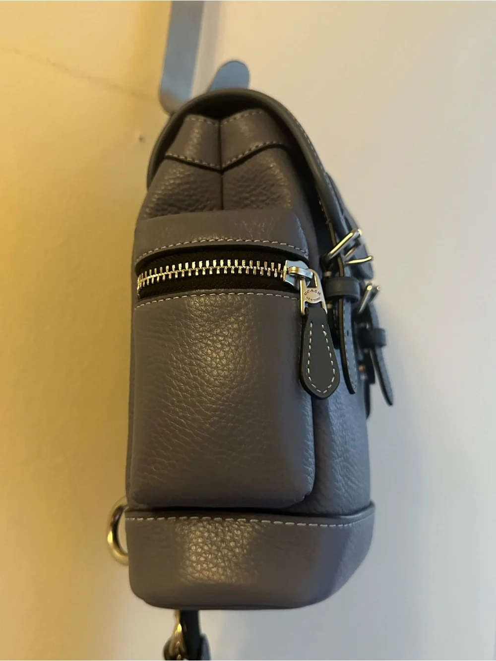 Coach Slate Blue Pebbled Leather Mini Backpack Sling